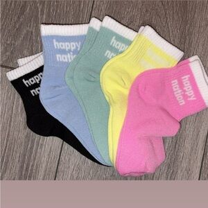 Happy Nation Girls 5 Pk Socks Quarter Size Small 7/8 New In Packaging